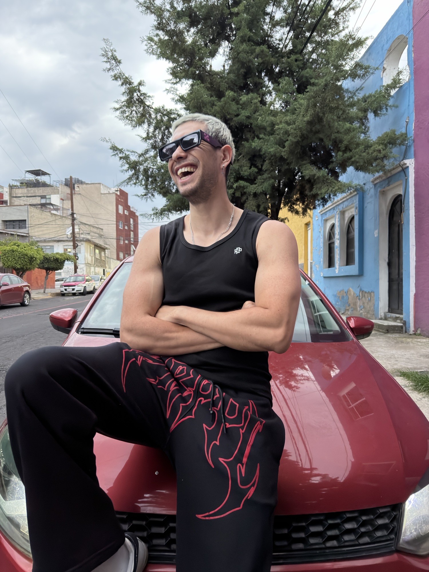 PANTS SWEATS RED GOTIC